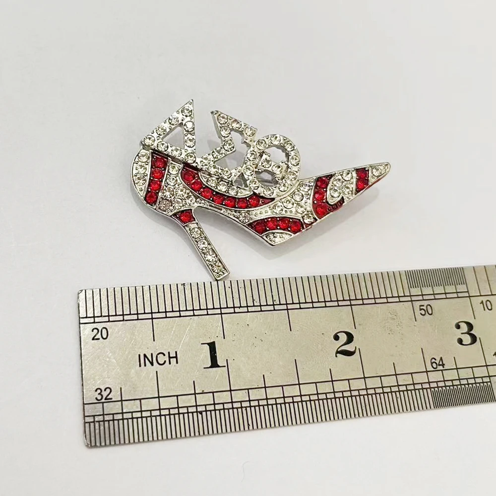 Delta Sigma Sorority Women's Red and White Heel Pin