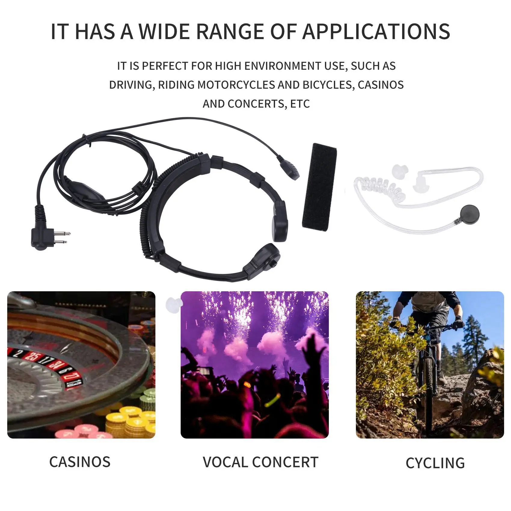 

N93R Throat Mic Miniphone Covert Acoustic Tube Earpiece Headset For Motorola Two Way Radio