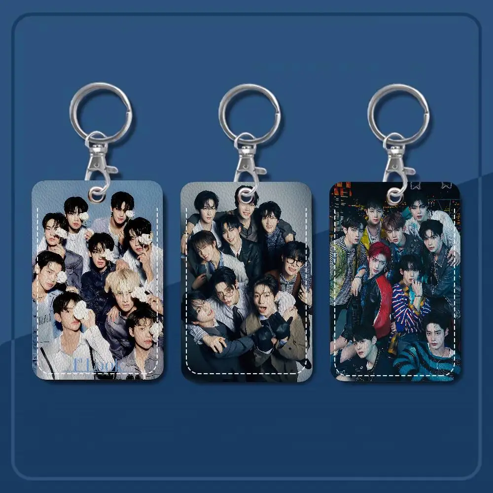 orean ZB1 Group ZEROBASEONE Rectangle ID Card Case Keychain Access Card Bag Key Tag Ring Leather Card Holder Key Ring Access