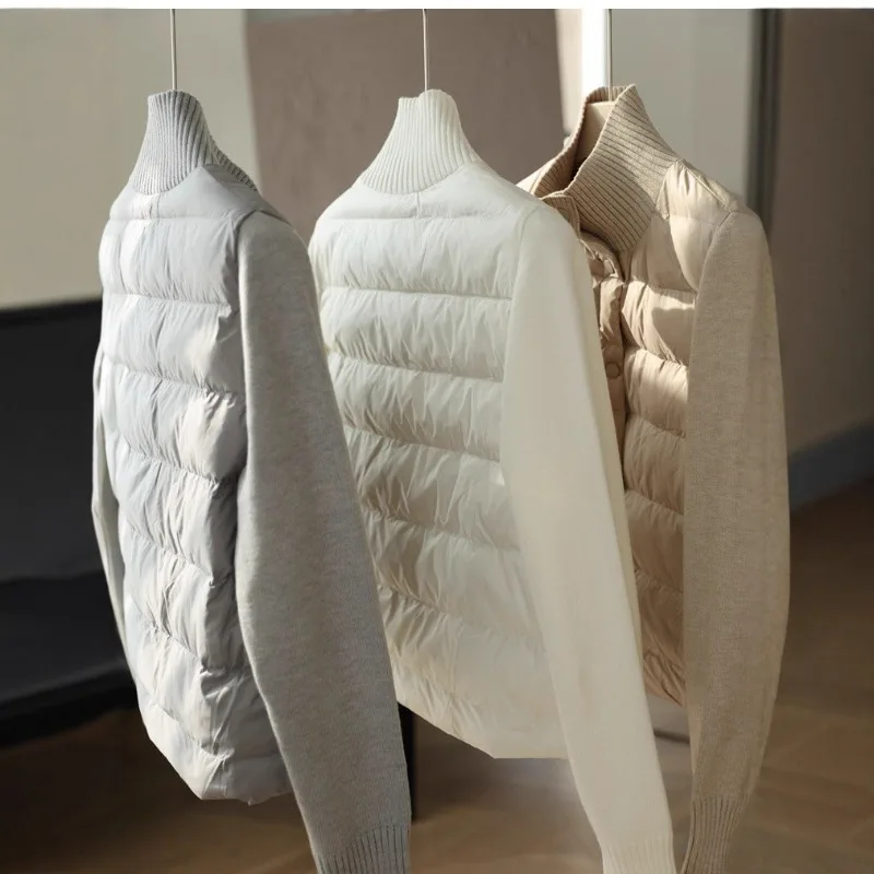 

Легкая и теплая хлопковая куртка из жемчужного флиса, вязаные свободные парки с воротником-стойкой для женщин, осень/зима