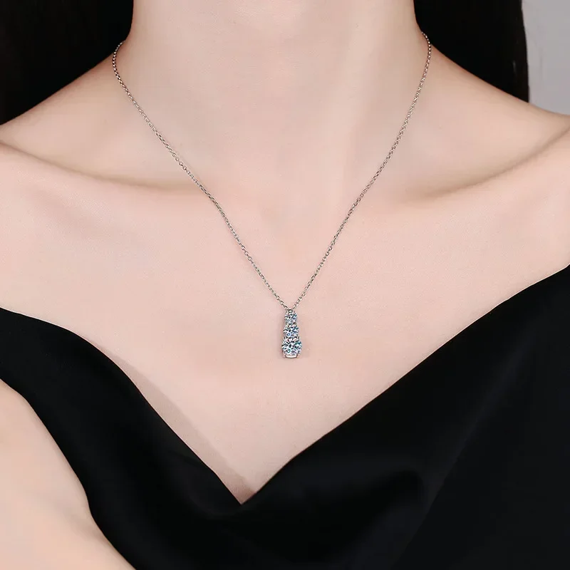 Collar de moissanita de 1,8 quilates para mujer, plata de ley S925 con chapado en oro blanco, joyería para fiesta y boda con diamantes de laboratorio