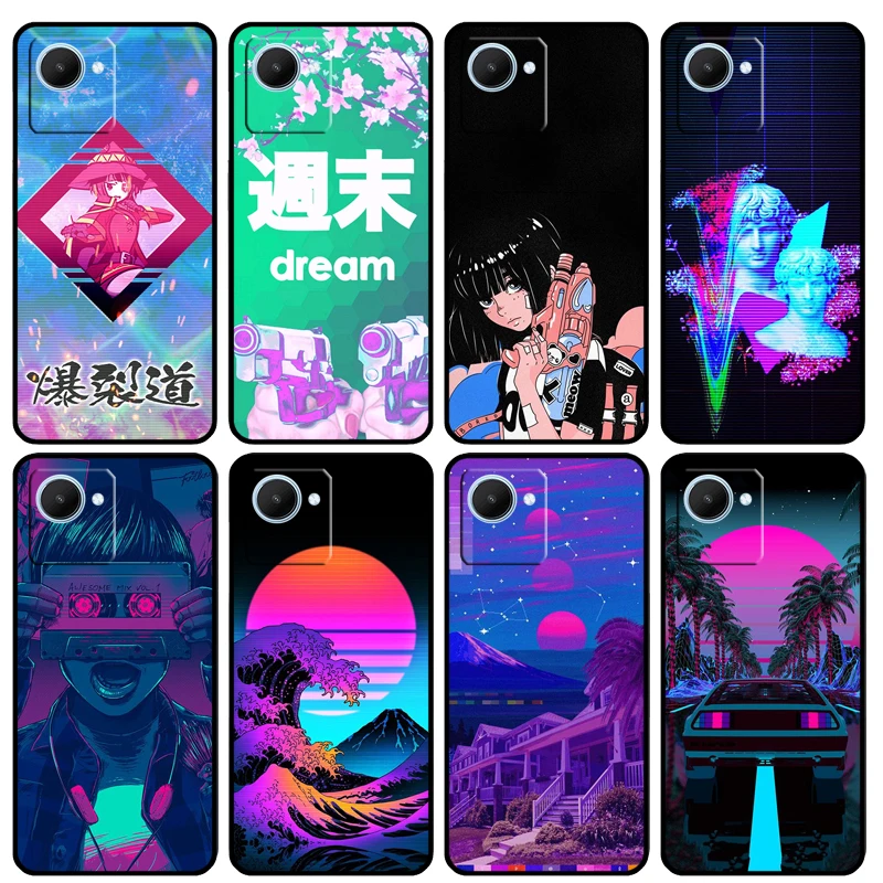 Anime Vaporwave Glitch Case For Realme 10 9 8 Pro 8i 9i C35 C31 C30 C25 C21 Y C15 C11 GT Neo 2 3 2T 3T GT Master