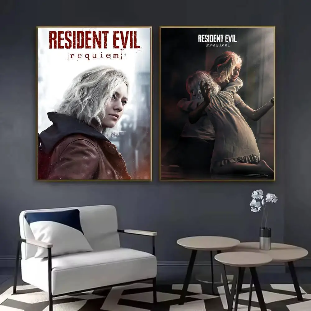 R-Resident E-Evil Requiem Poster Waterproof Sticky Wall Art Print For Bedroom Living Room Hallway Bar