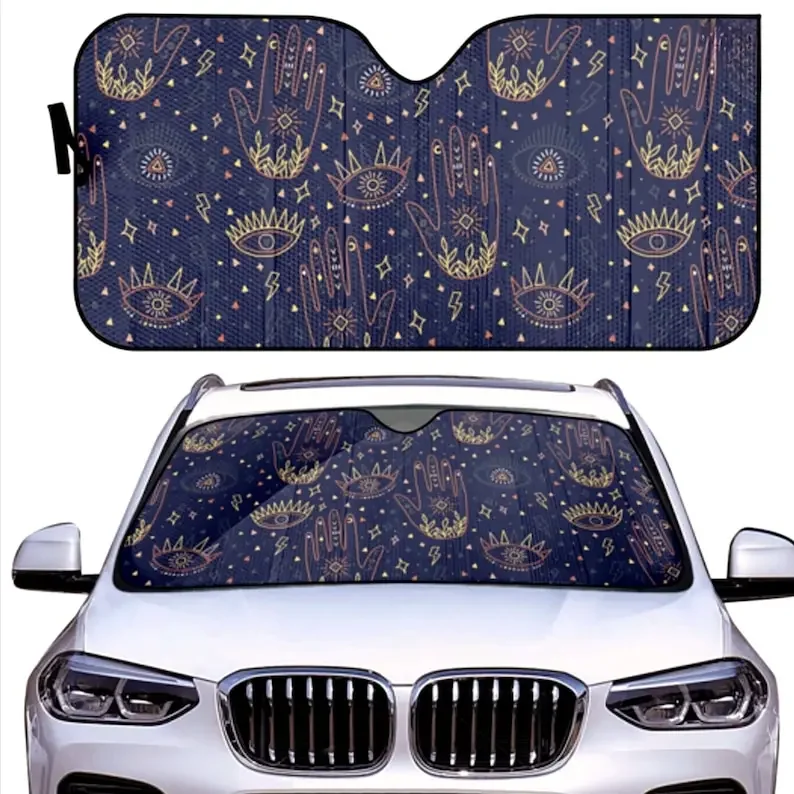 

Mystic Car Sunshade, Witchy Car Accessories, Goth Evil Eye Car Decor for Women