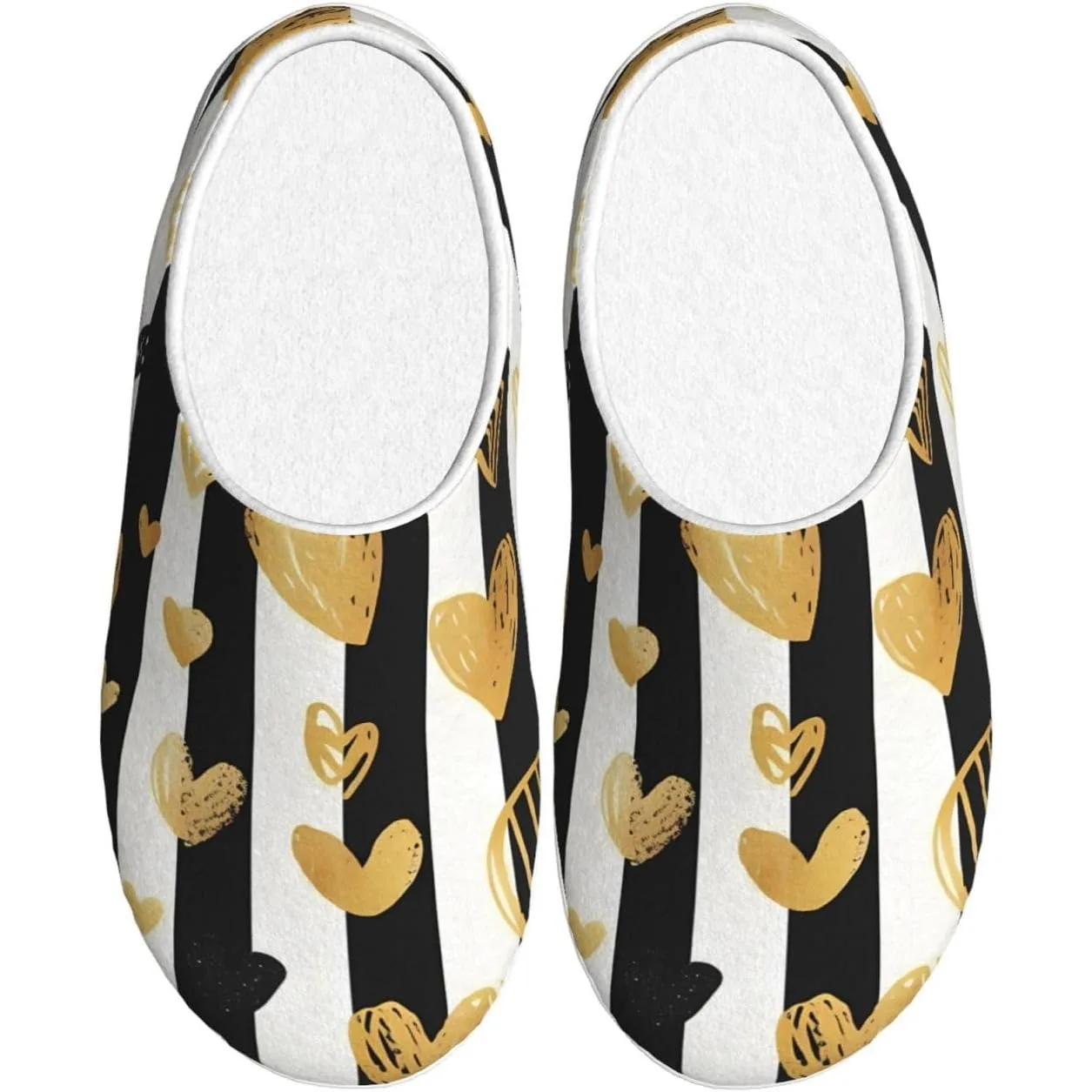 

Heart Strip Women’s Cozy Slippers Soft Cotton Indoor & Outdoor House Slippers With Anti-Slip Sole