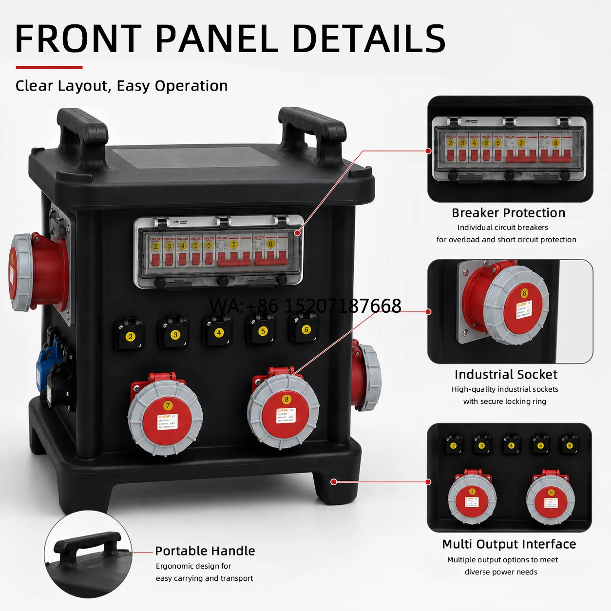 Box Control Cabinet 380V/220V 32A IP67 CE SAA 6 CHENF Combined Industrial Mobile Power Distribution Box Plug