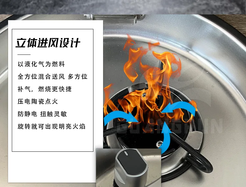 RV Round Gas Stove One Burner With Glass Cover Food Grade SUS304 Stainless Steel Material For Small-Scale Boat Yacht Caravan