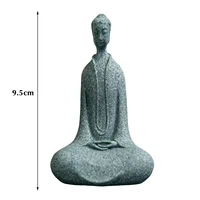 Meditating Buddha Statue Sculpture Natural Stone Room Ornament Suitable for Office Wine Cooler Decor 6