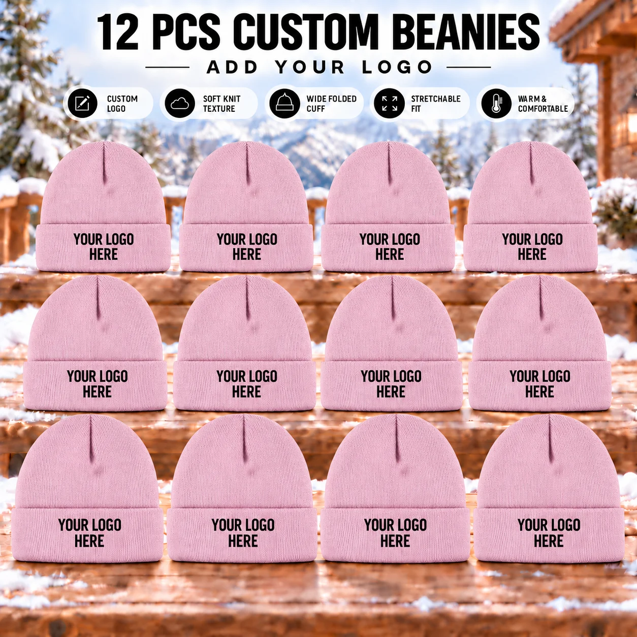 12pcs Custom Beanies Personali - Knit Beanie Hat Warm ulasan dan harga