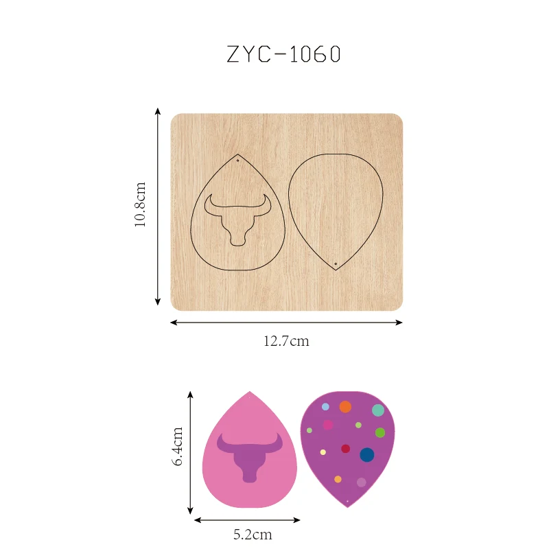 Wooden Earring Cutting Mold, Suitable for Die Cutting Machines, ZYC-1060