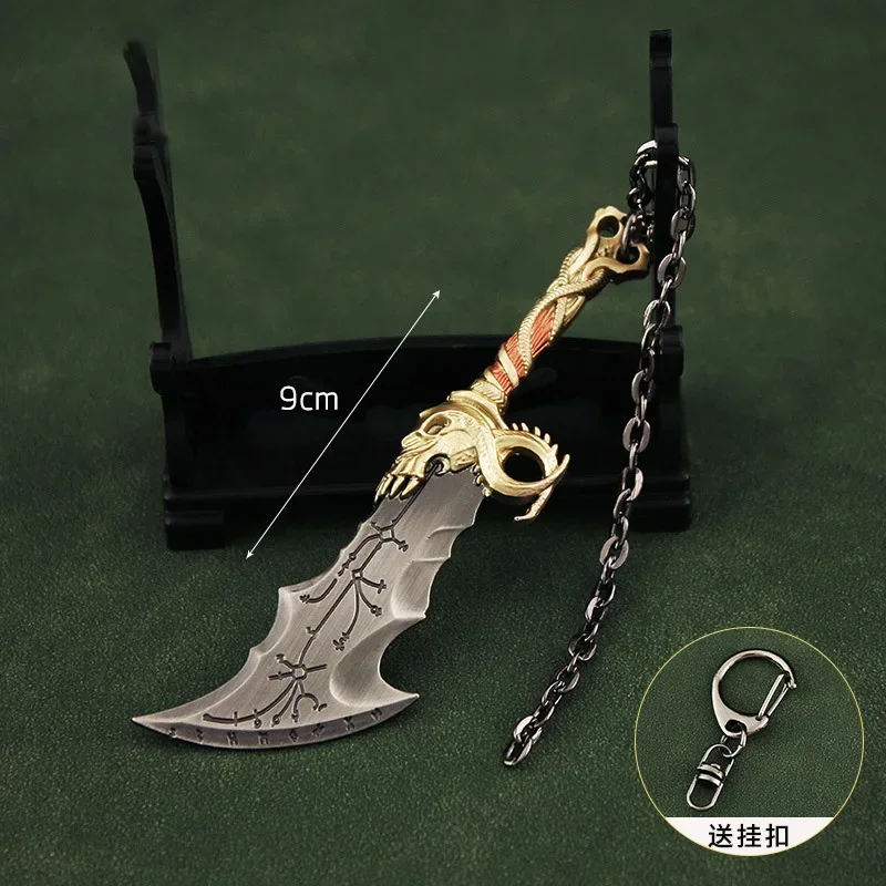 Liga de Metal God of War Weapon, Jogo de Espada Periferia, Coleção de Ornamentos, Desktop Display, Toy Gift, Lâminas do Caos 9cm, Rúnica, Kratos