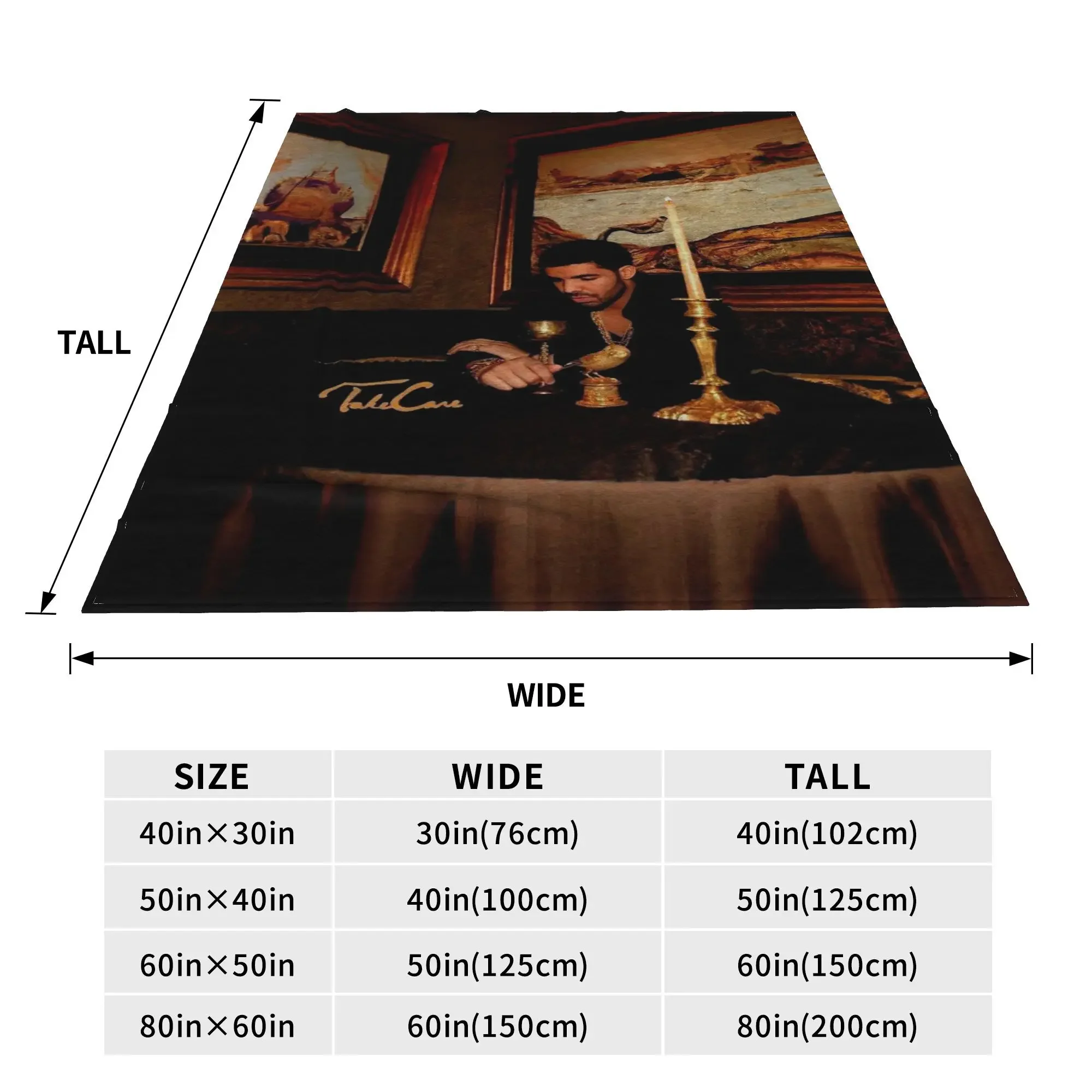 Custom Flannel Throw Blanket Hip Hop Rapper Drake Take Care Album Warm Plush Blankets Soft Bedding For Bed Livingroom Home Trave