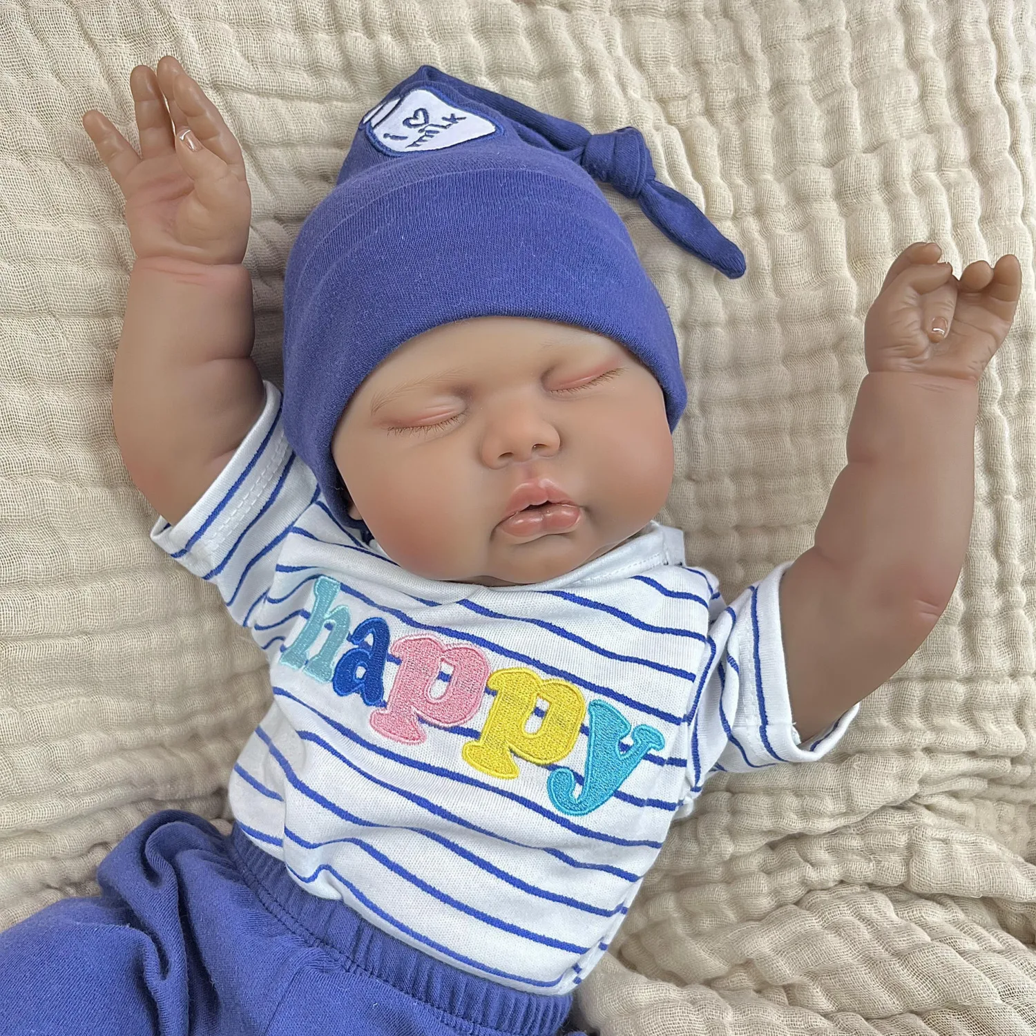 BZDOLL Śpiąca Lalka Reborn 50 cm (20 cali) Realistyczna, z Materiałowym Ciałem, Naturalna Skóra 3D, Grubaska, Modny Prezent Urodzinowy dla Dziewczynki