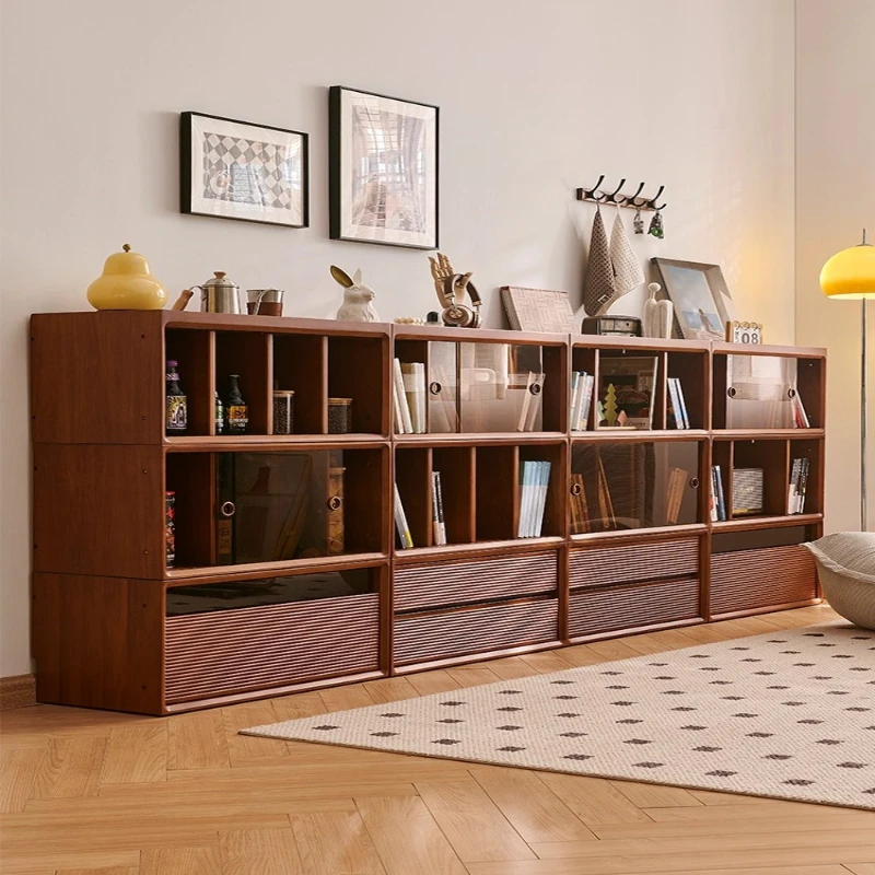 

Multifunctional free combination bookcase, medieval storage display cabinet, retro living room floor TV cabinet