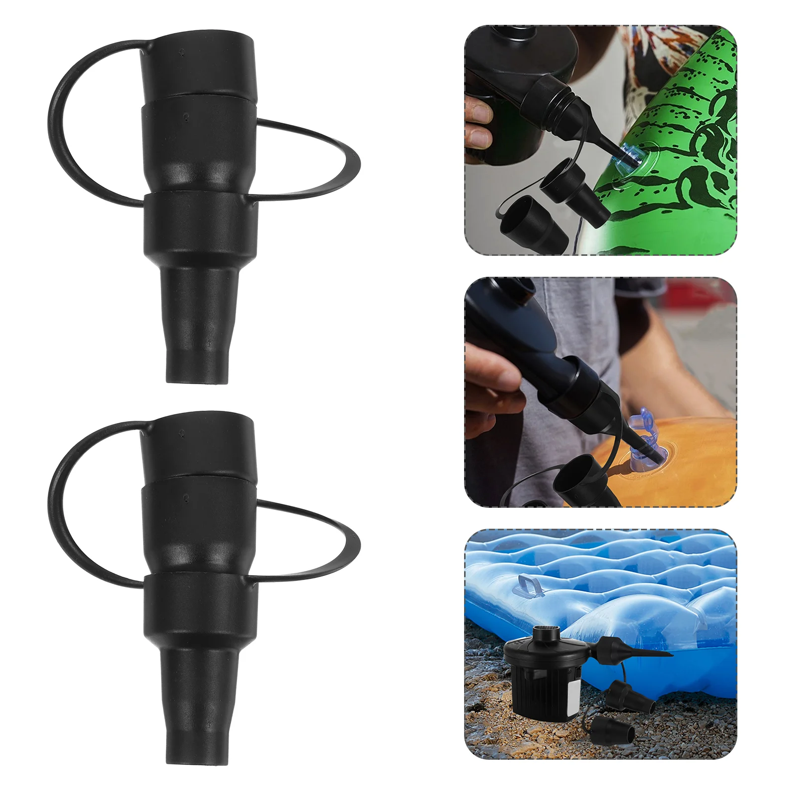 4 Pcs Mattresses Replacement Nozzle Air Pump Nozzles Bed Attachments Plastic Black