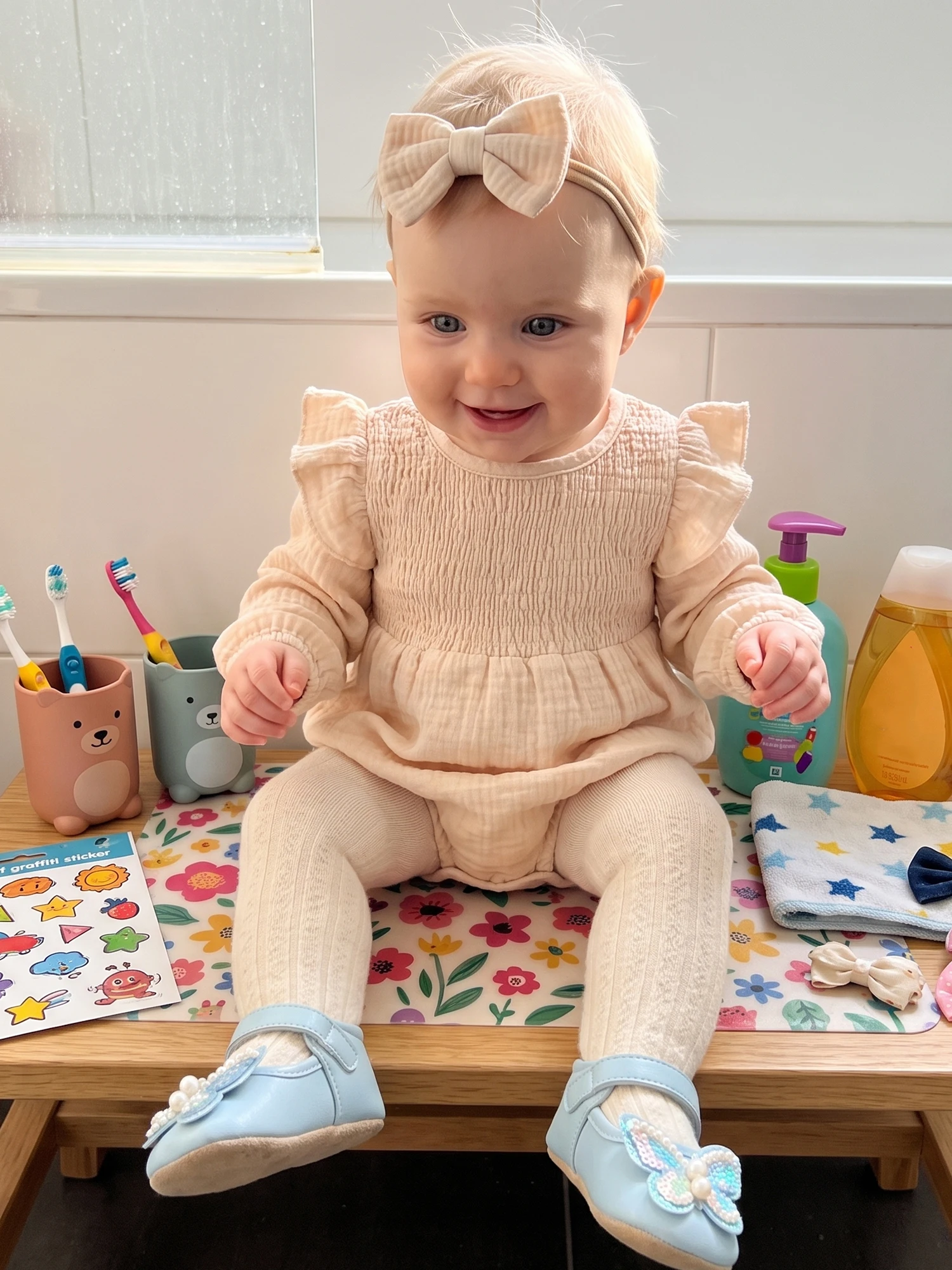 Crew Neck Romper Long Sleeve Crew Infant-Girl-Outfit Outfit Set Pcs Romper  Headband 2 Pcs Infant