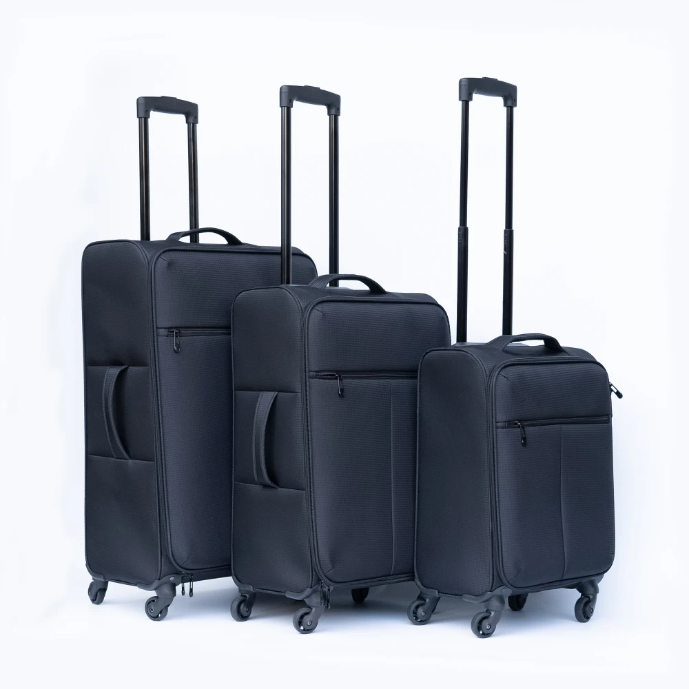 

Oxford Cloth Softside Luggage Lightweight Durable Travel Suitcase Black No Combination Lock Carry on Checked Luggage