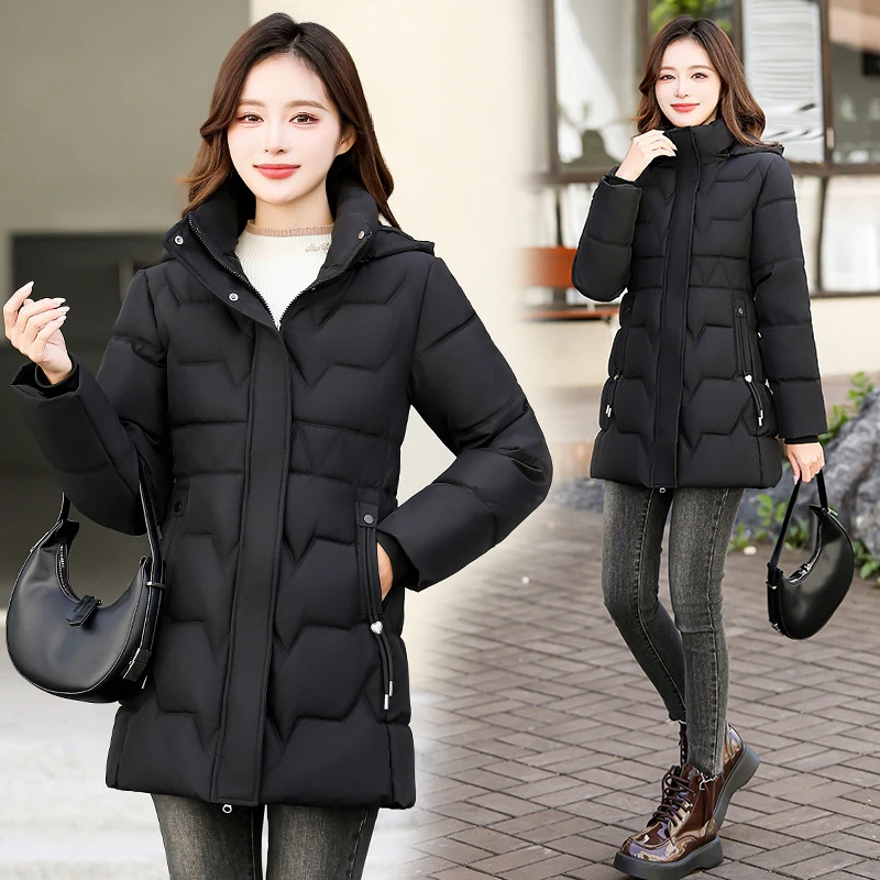 2025 neue frauen Unten Mäntel Koreanische Stehkragen Einfache Feste Farbe Warme Mid-Länge Casual Jacken Weiche Mode weibliche Kleidung