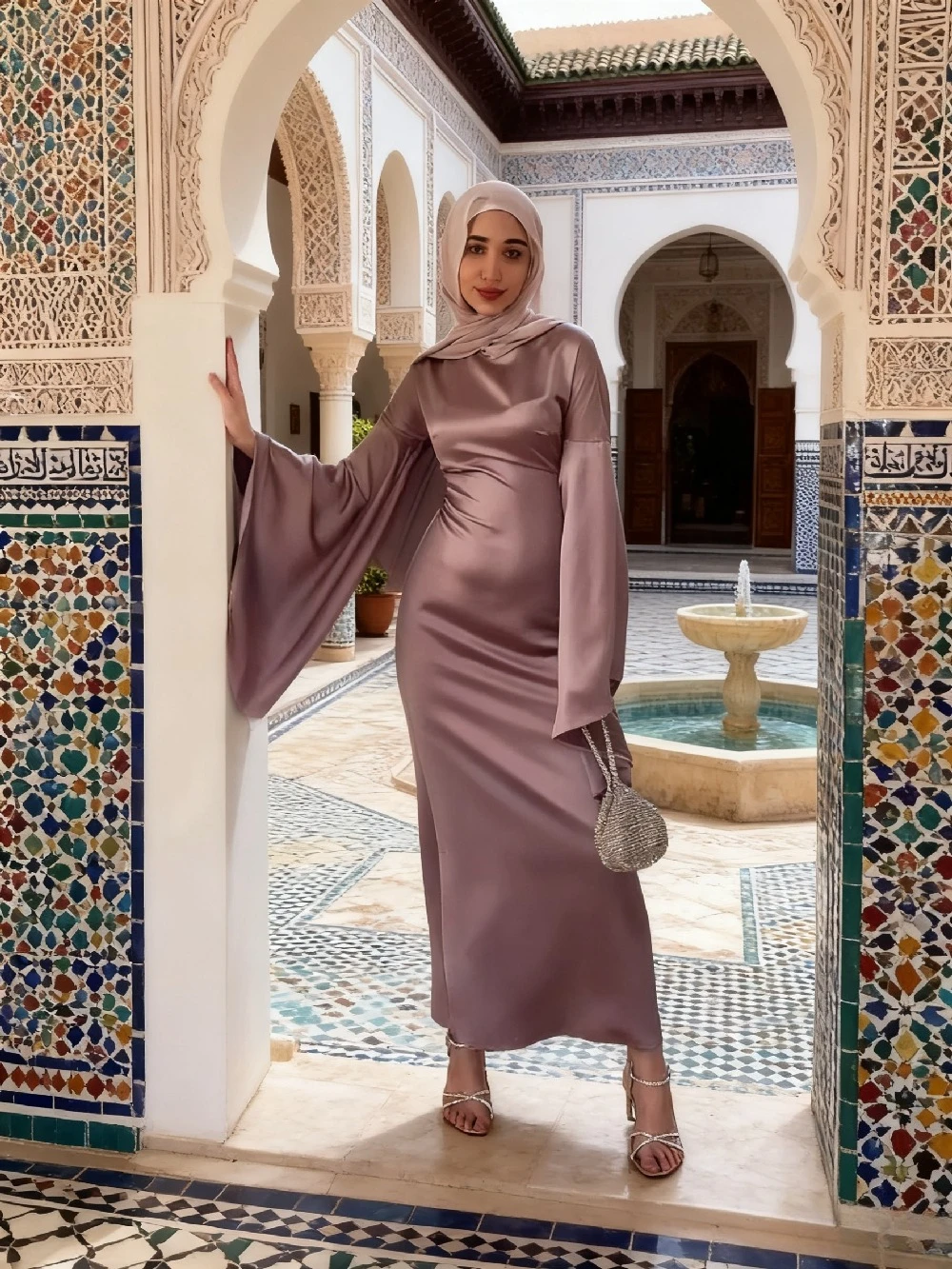 

Женское атласное платье Абая Рамадан Кафтан Ислам Vestido Арабский длинный халат Марокко Дубай Ид Мусульманские вечерние платья с расклешенными рукавами Джалабия