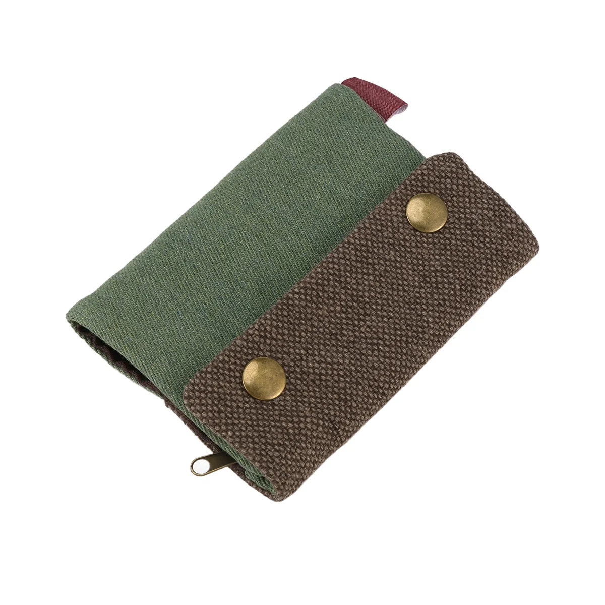 ELBA_Unisex حقيبة محفظة قماش يدوية مطوية بثلاث طبقات (أخضر)