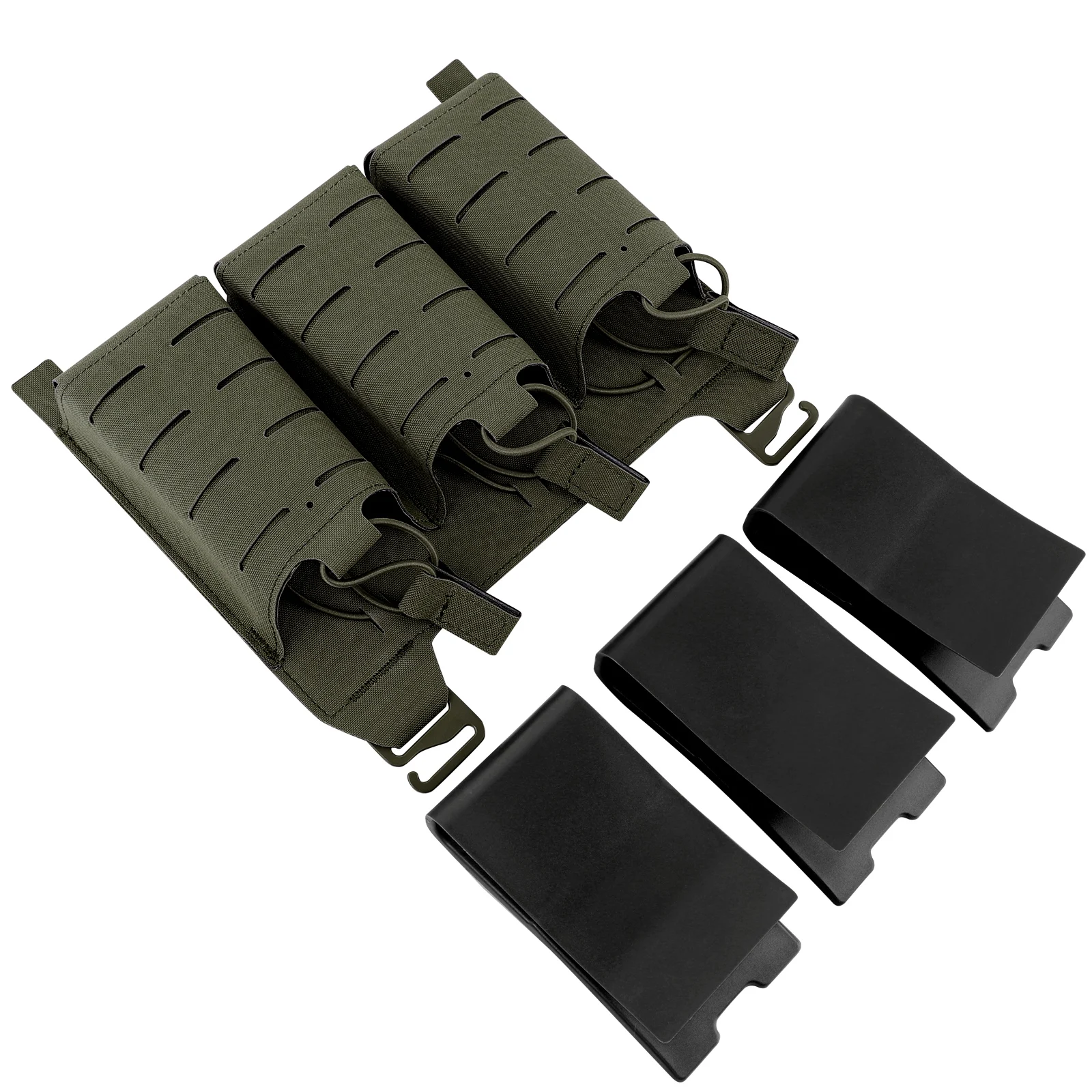 Imagem -03 - Krydex Molle-tactical Ktar Flap Frente para Rifle Triplo Magazine Pouch Placard g Gancho Fivela Kydex Insert Colete Acessórios 5.56 m4