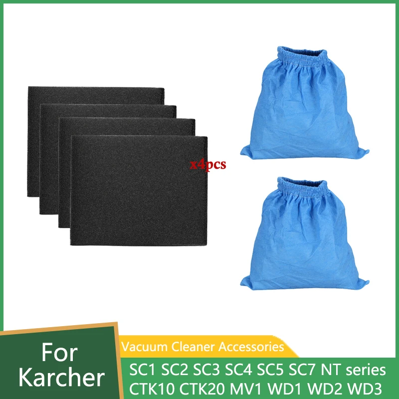 

6pcs AD-Textile Dust Collector Fabric Bags Wet and Dry Foam Filter For Karcher MV1 WD1 WD2 WD3 Vacuum Cleaner Parts Cloth Cover