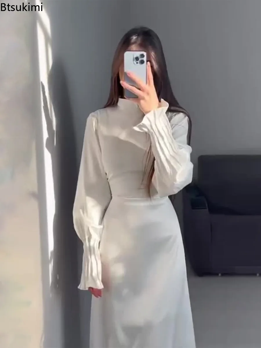 Sukienki muzułmańskie na Eid Wiosenna moda damska Abaja Elegancka suknia satynowa w stylu pałacowym na przyjęcie Ramadan Maroko Kaftan Arabski Dubaj Szata