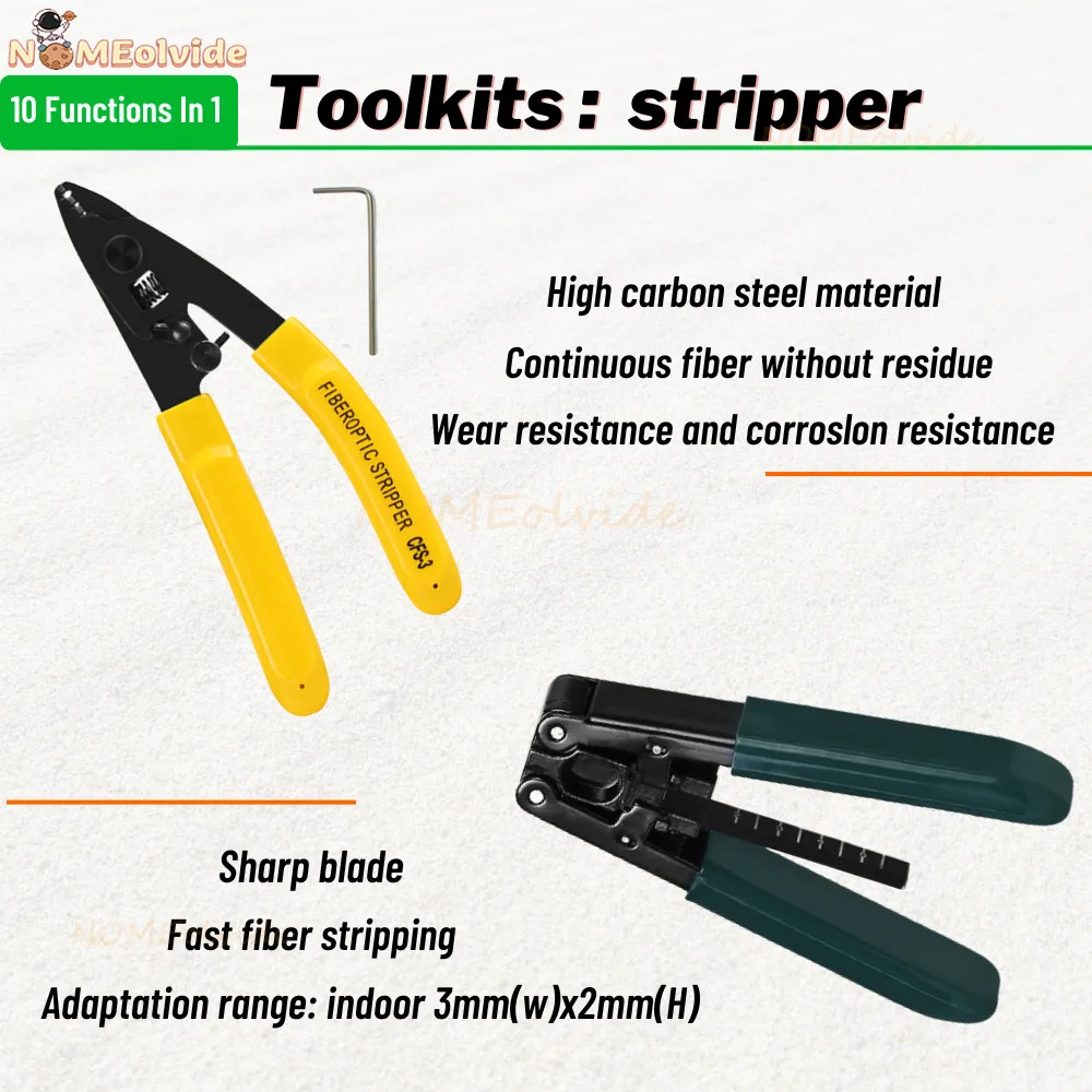 Hot Fiber Optic FTTH Tool Kit with SKL-6C Fiber Cleaver Optical Power Meter 10MW Visual Fault Locator Wire stripper suit sale