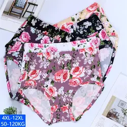 4XL-12XL Panties For Female Ladies Floral Panty High waist Plus Size Sexy Lingerie Briefs Women's Underpants Hot Sale 1Pcs/Lot