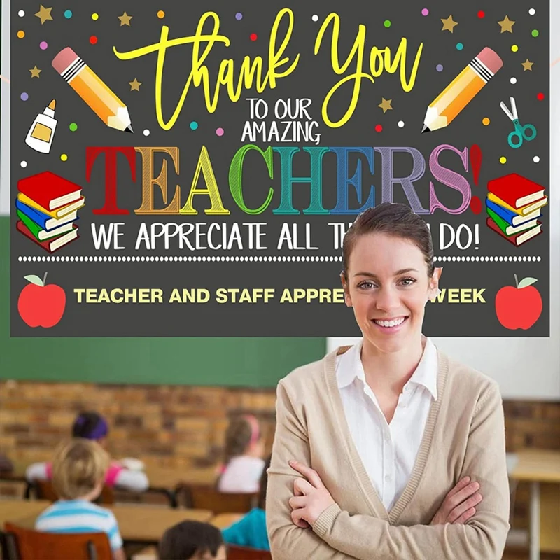 90X150 ซม.การถ่ายภาพฉากหลังวันครูขอบคุณครูฉากหลังสําหรับในร่มและกลางแจ้งพื้นหลังติดตั้งง่าย