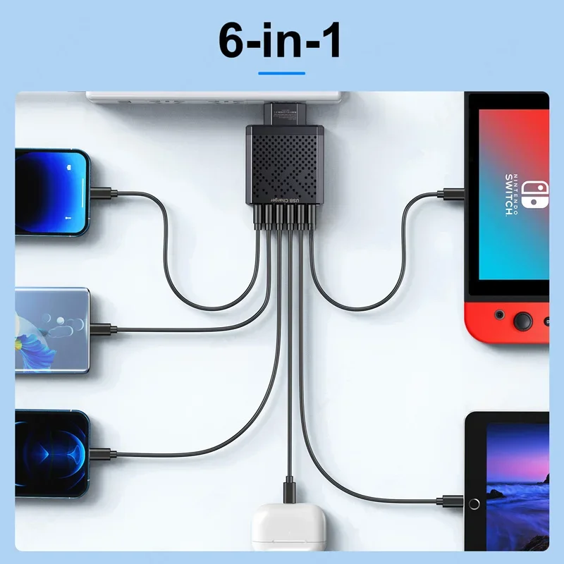 Xiaomi 6 In 1 Mulit EU/AU/US Plug Travel Charger For iPhone Xiaomi QC3.0 Quick Charge 3.1A QC3.0 6 Ports Quick Charger Adaper