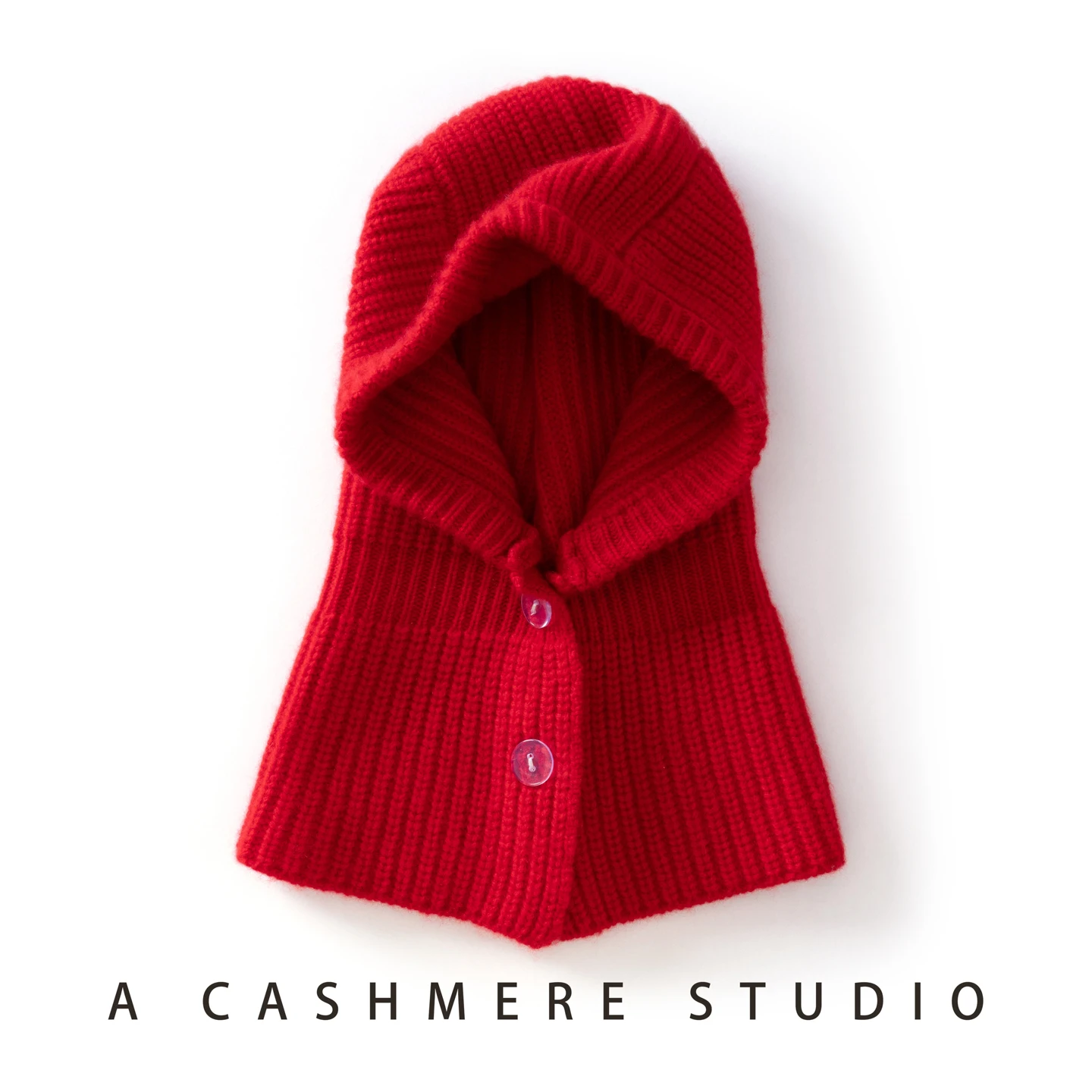 

MERRILAMB 100 Natural Cashmere Balaclava Hats For Children Winter Outdoor Soft Warm Knitted Beanies Kids Button-up Neck Hat