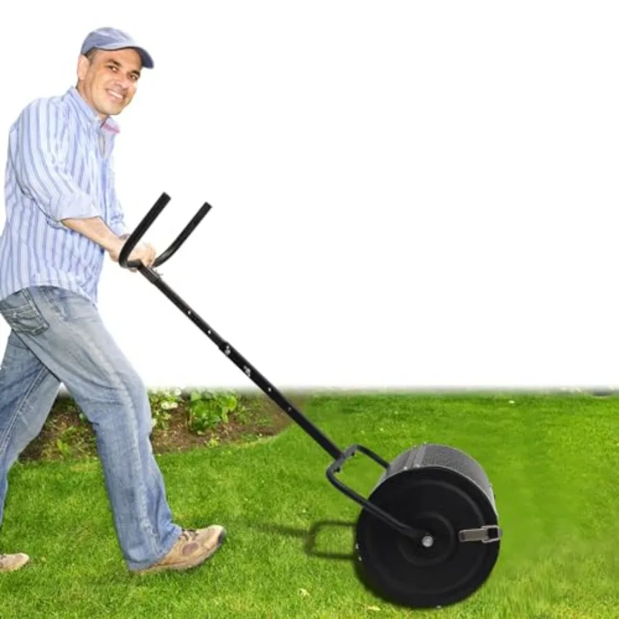 

Compost Spreader for Lawn Care: Peat Moss Fertilizer Spreader with Adjustable U-Shaped Handle Top Soil Mulch Sand Application B