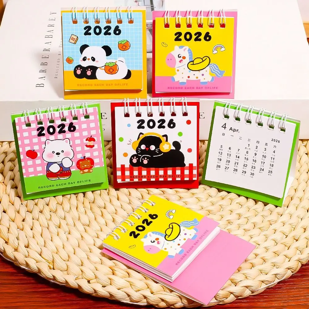 2026 Chinese Style Mini Desktop Paper Calendar Yearly Notebook Planner Scheduler Multi-function Agenda Organizer Home Decor