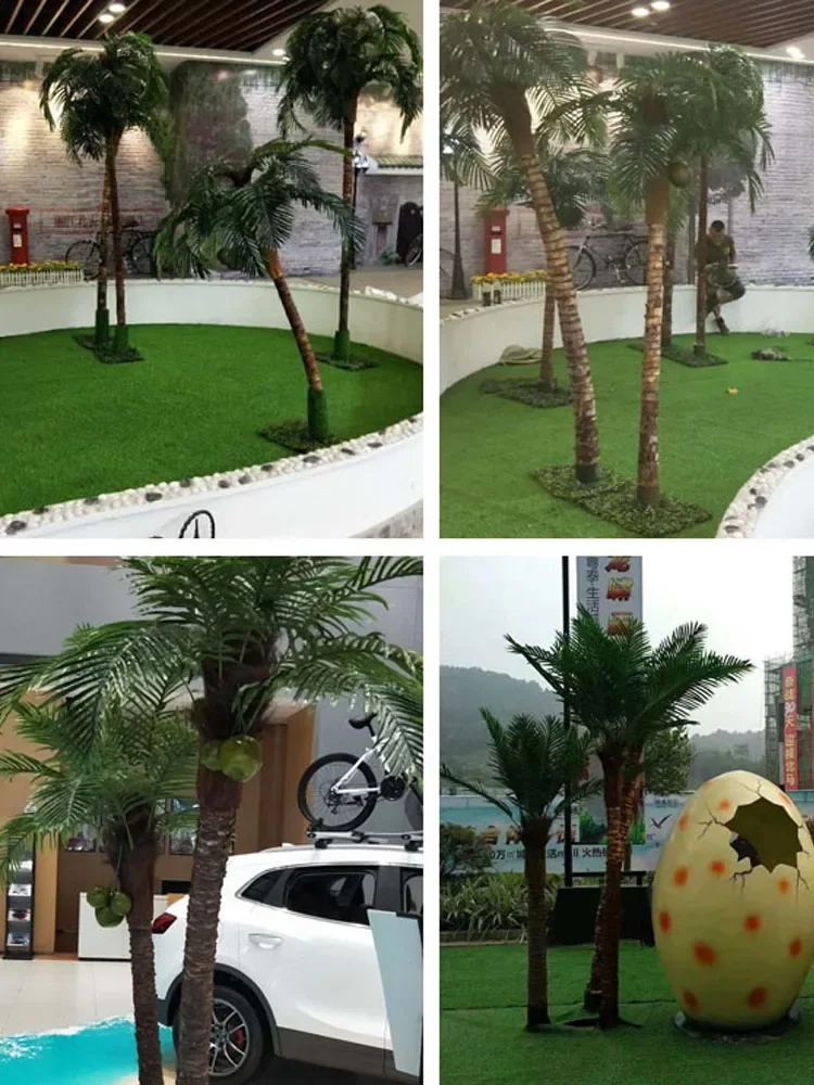 Imitation Coconut Tree Indoor and Outdoor Shopping Mall Large Tropical Green Plant Decoration Palm Tree Pot