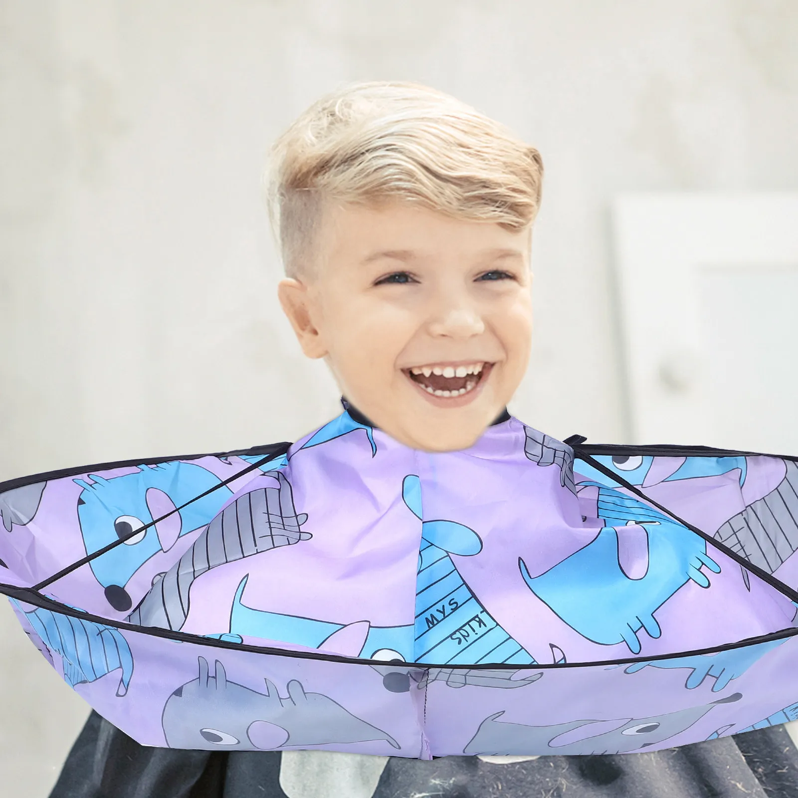 Children's Barber Cloth Umbrella Purple Dog Haircut Foldable Kids Salon Stylist Hair Cutting Cape Lightweight Portable Storage - view 5