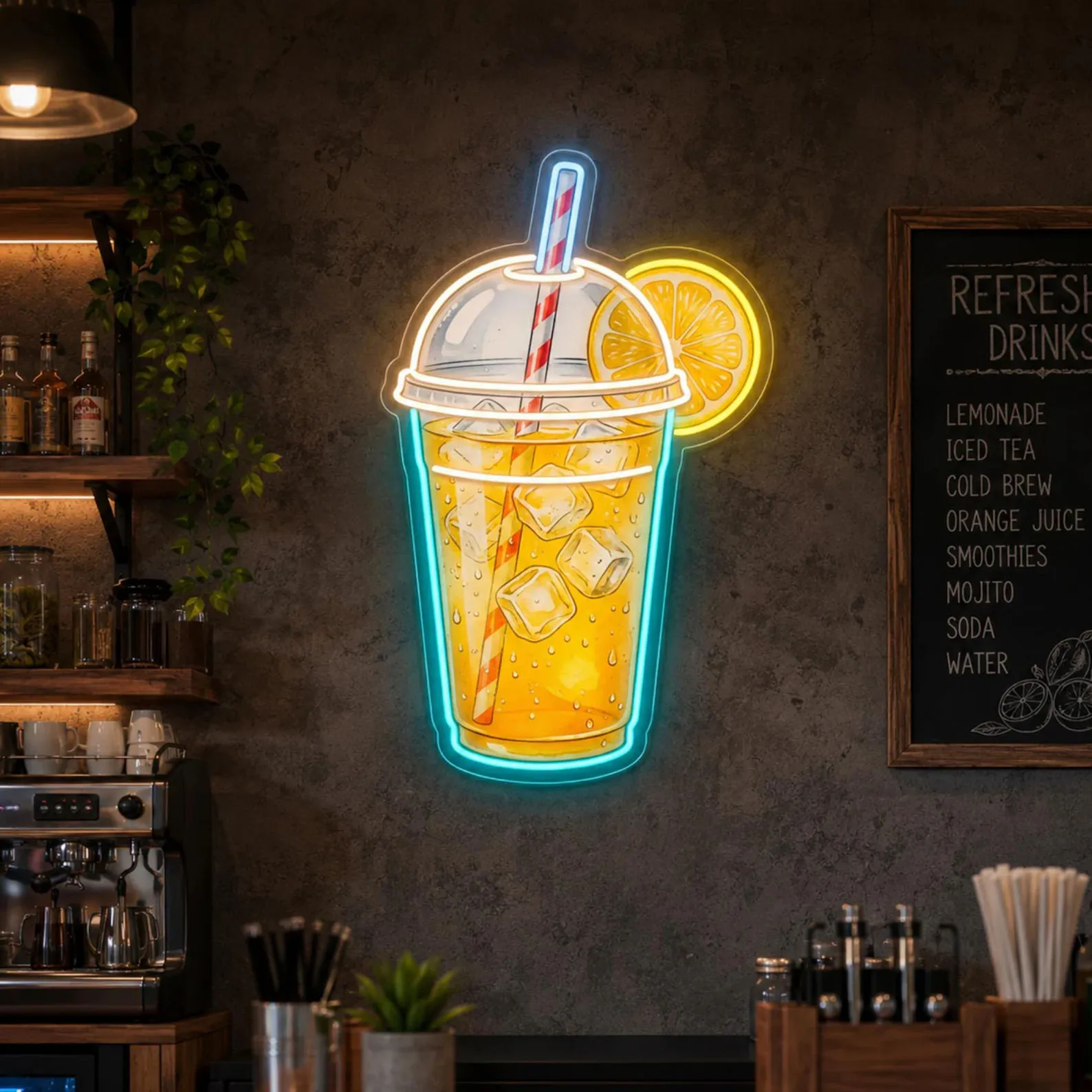 Refreshing Lemonade Neon Sign,Citrus Drink LED Neon For Cafe Decor,Lemonade Sign,Drink Art,Coffee Bar Decor,Business Neon Sign