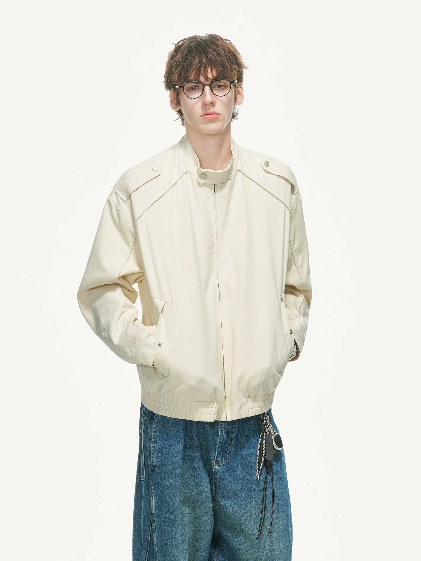 American Decomposition Shoulder Workwear Jacket Men's Autumn Harrington Stand Collar Design Sense Men's Outerwear