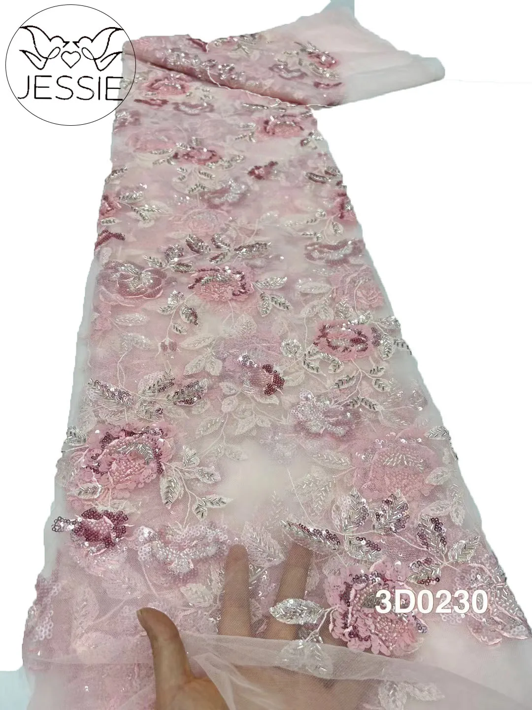 

Sequins African Lace Fabric 2024 New French Embroidery High Quality Luxury Heavy Beaded Bridal Wedding Lace Number of 5yards