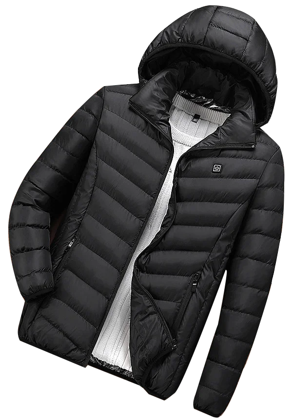 TRVLWEGO Winter Unten Jacke Für Männer Elektrische Heizung Warme 3rd Getriebe 8 Stunden Weiß Ente Unten Feste Farbe USB Lade mit kapuze Mantel