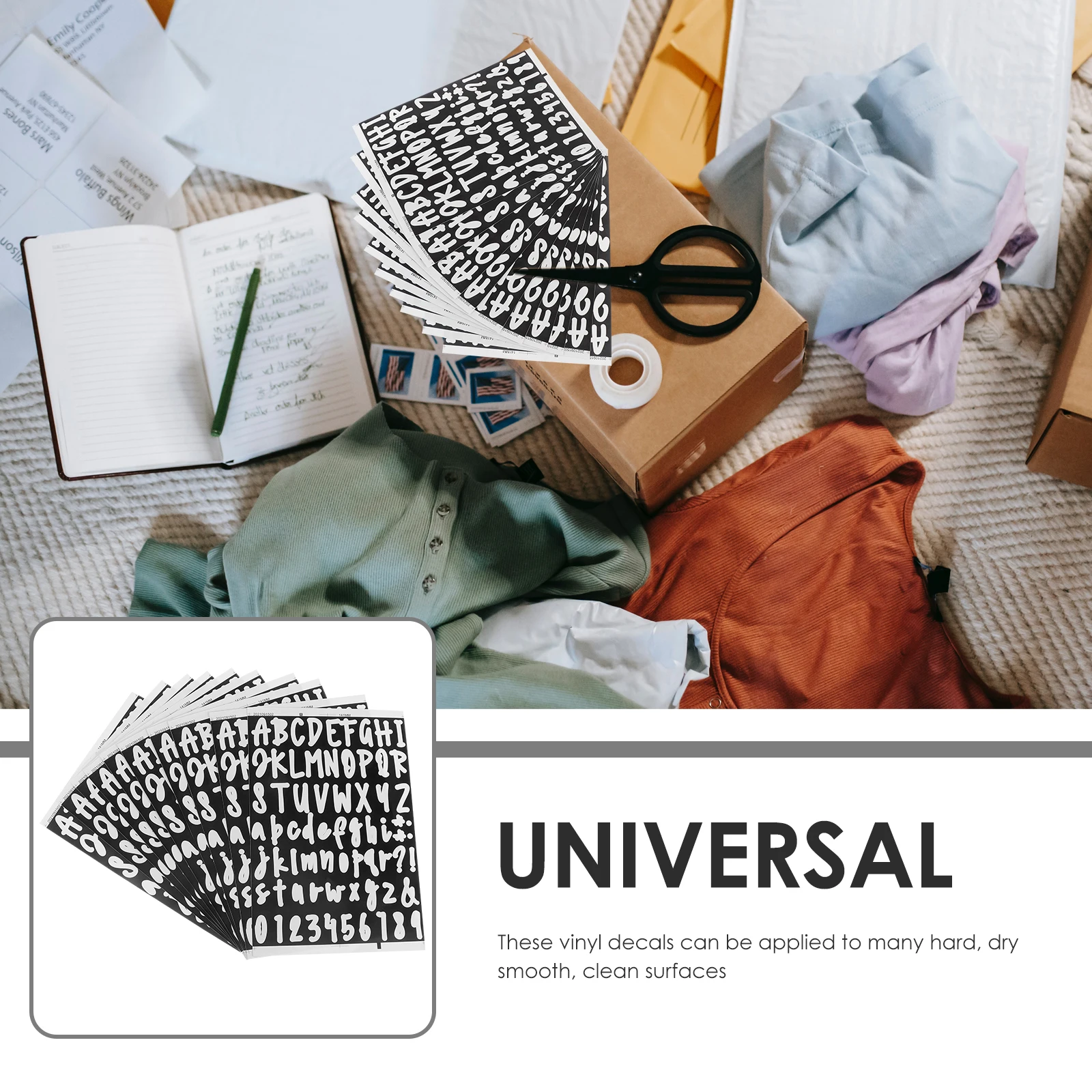 

10 Sheets Self-adhesive Label Stickers Numbers and Letters Scrapbooking DIY Decorative Vinyl for Mailbox Peel