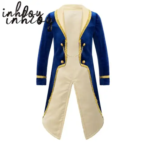 Boys Girls Prince Tuxedo Jacket Turn-Down Collar Coat Halloween Masquerade Theme Party Cosplay Costume Birthday Party Tailcoat