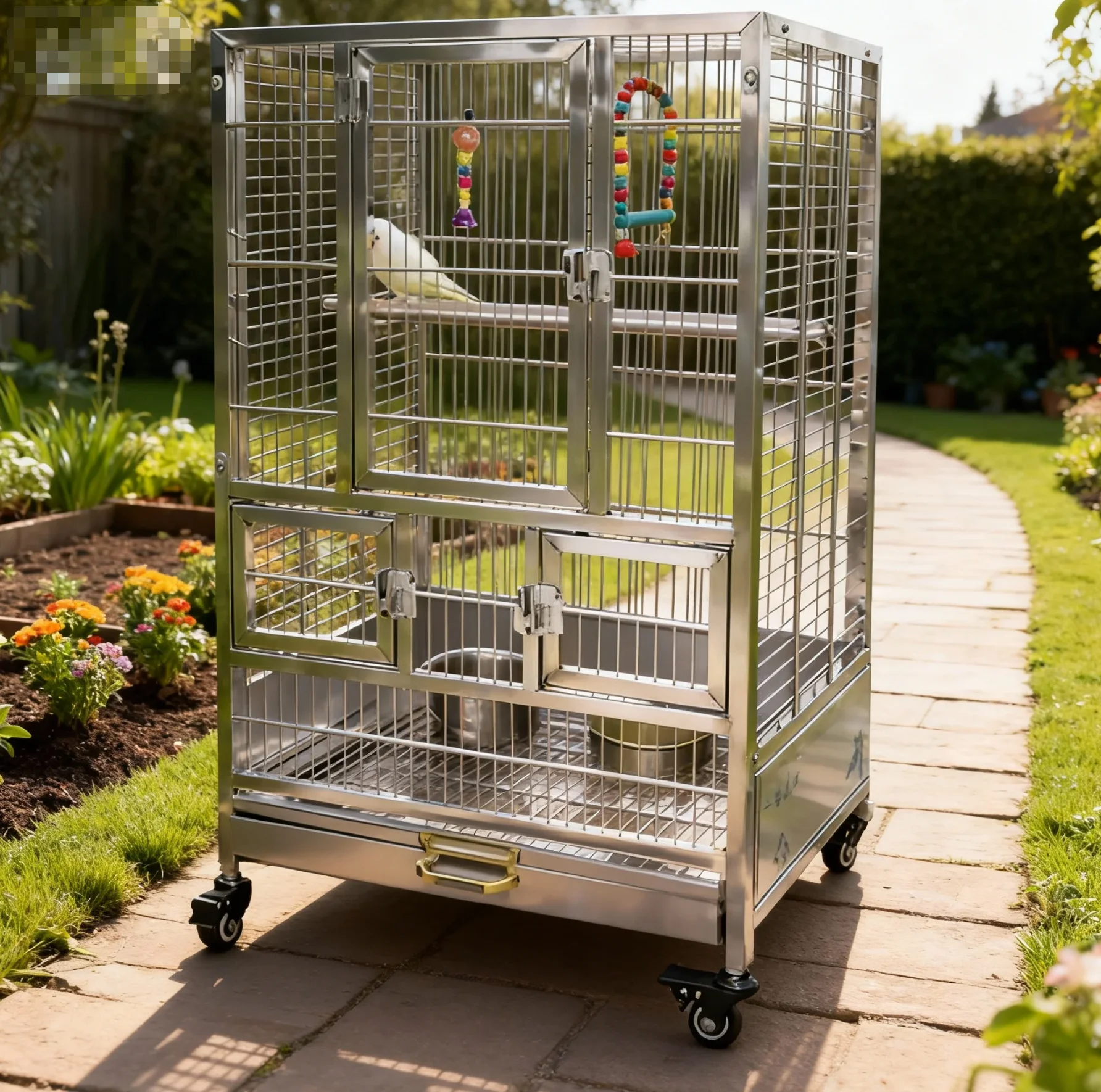 

Прочная передвижная клетка для птиц, устойчивая к ржавчине и защищенная от побега, для крупных птиц, из нержавеющей стали