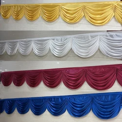 2M 3 Swags Gold Wedding Backdrop Drapery Swags Small Valance Table Skirt Swag for Event Party Stairs Way Curtains Decoration