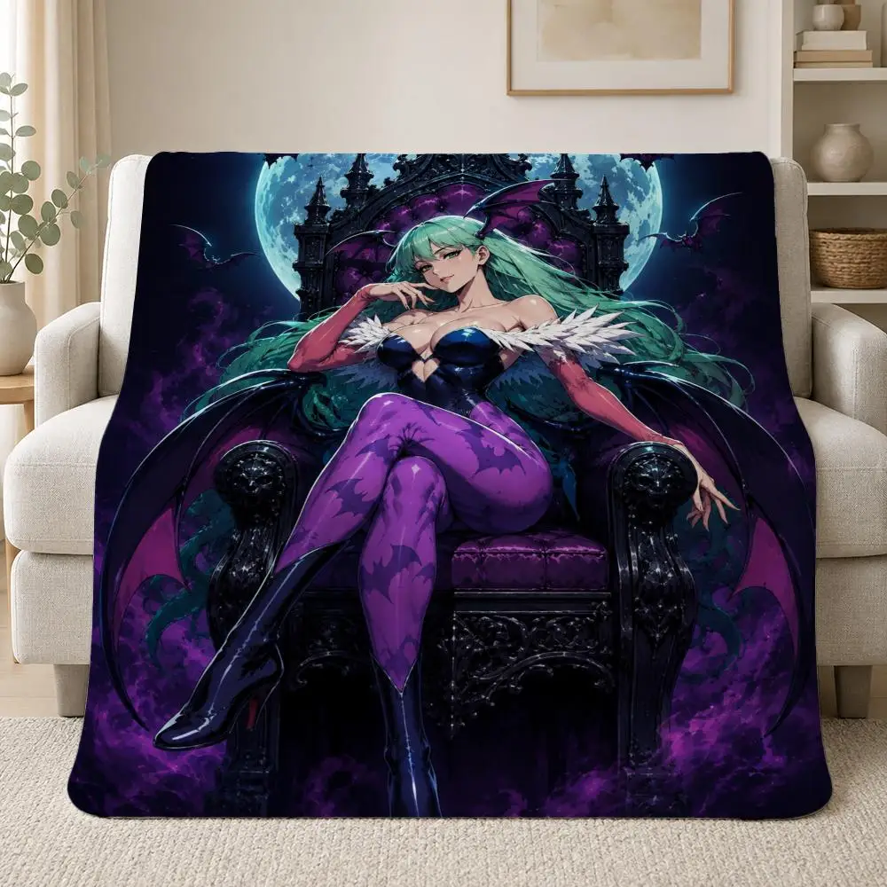 Dark Fantasy Game Character Morrigan Aensland Throw Soft Plush Flannel Throw Blanket Sofa Bed Travel Home Decor
