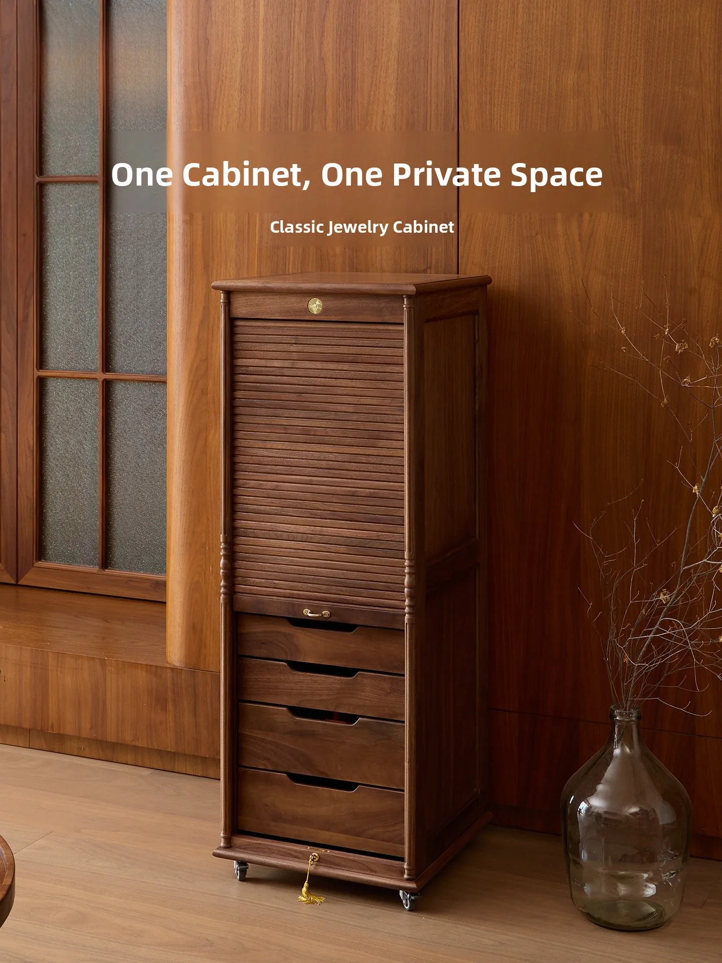 

Fanhuan Wooden Jewelry Cabinet with Lo Large Capaci Multi-layer Der Vintage Display Storage Box for Clothes And Acc...