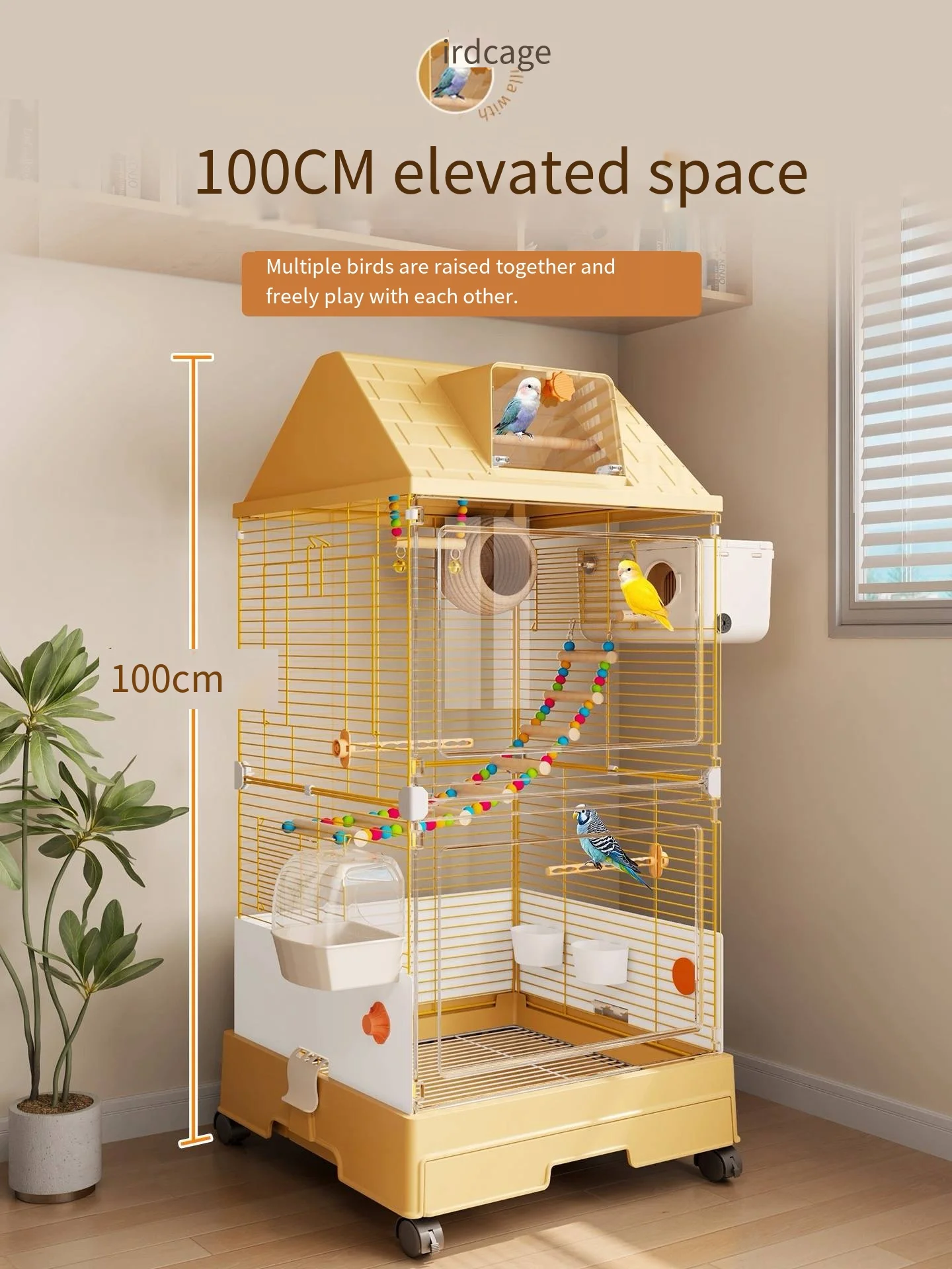 

Parrot cage luxury home villa new type splash-proof pet bird cage specially designed for large-sized pearl magnolia flowers