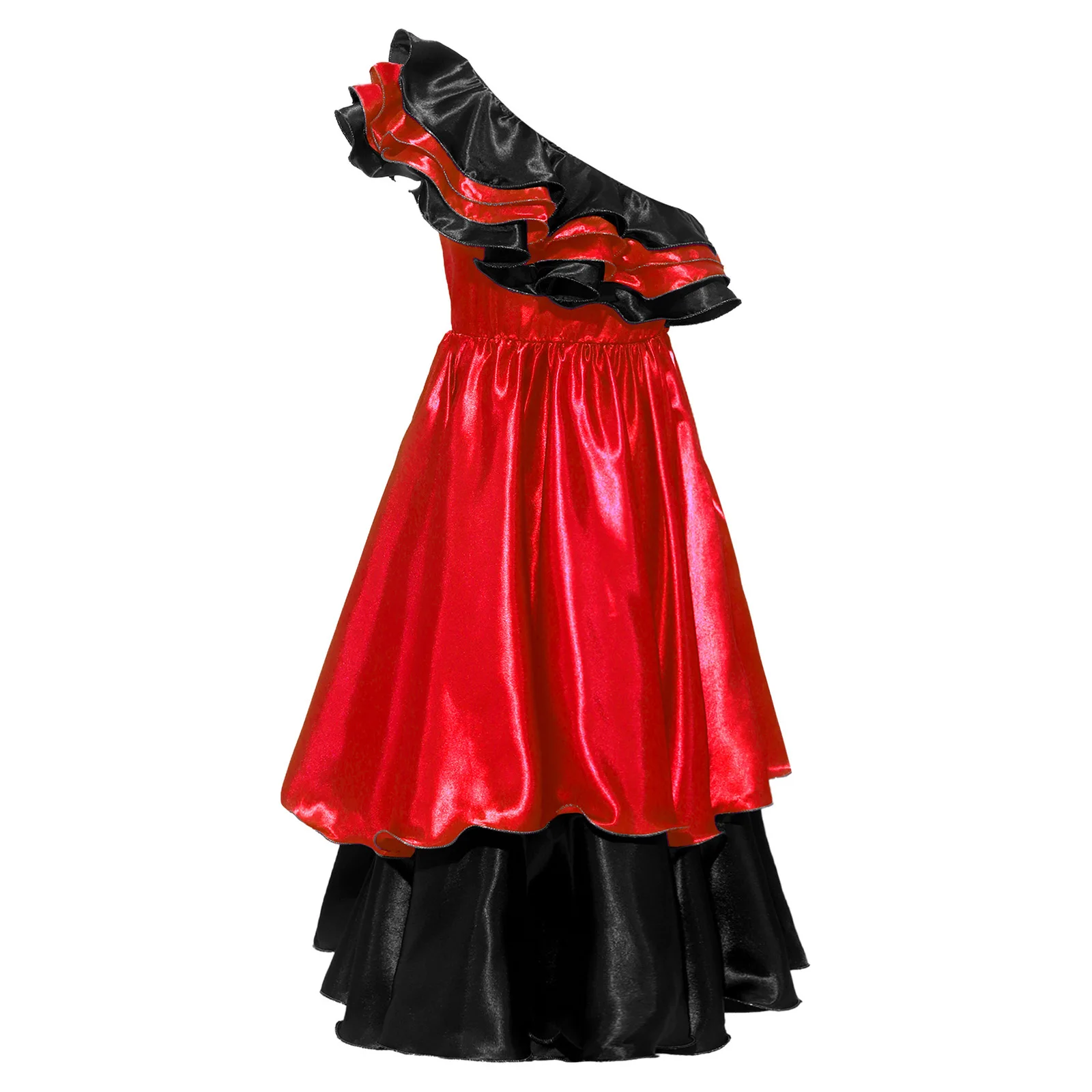 Ethnic Brazilian Dancer Girls Spanish Flamenco Dance Costume Child Halloween One-shoulder Ruffled Rumba Samba Performance Dress view 3