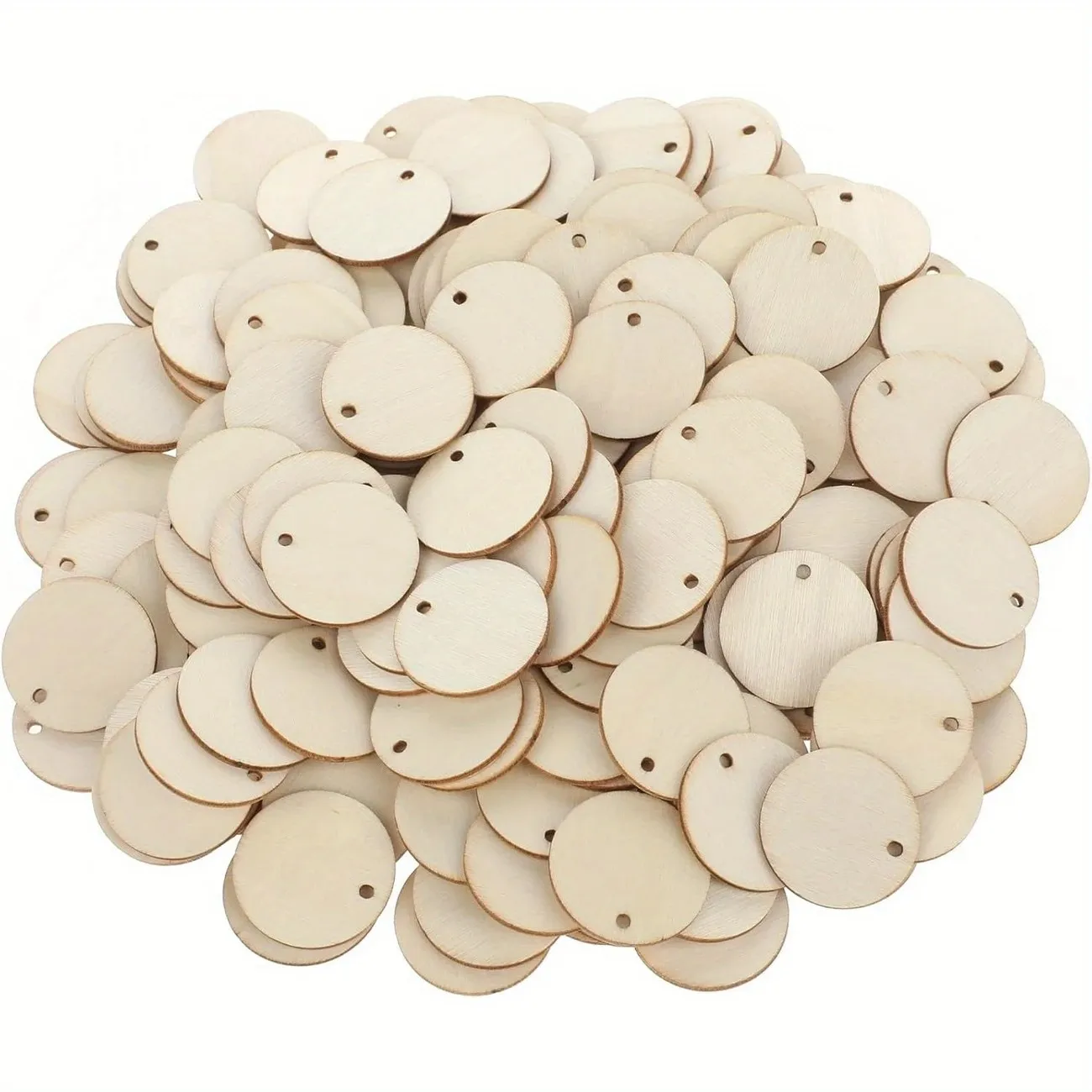 100pcs Wood Circle Pendants 2.54 CM Round Disc Circle Wood Pendants with Holes Round Wood Discs for Crafts Wooden Earring Blanks