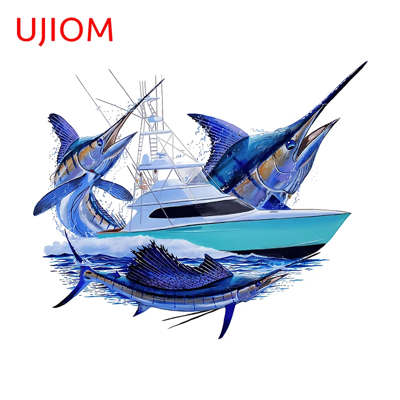 UJIOM Swordfish Marlin Ship Wall Sticker Hot Selling Marine Organismshot Adhesive Decal Suitable For Bathroom Decoration